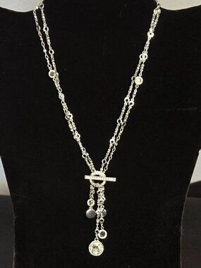 Silver and Crystal Convertible Lariat Necklace